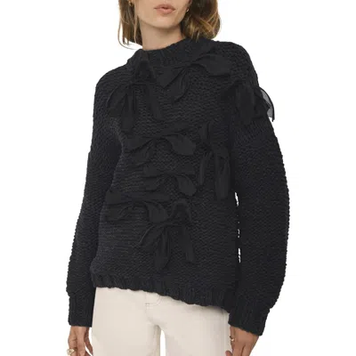 Mint Velvet Bow Detail Sweater In Black