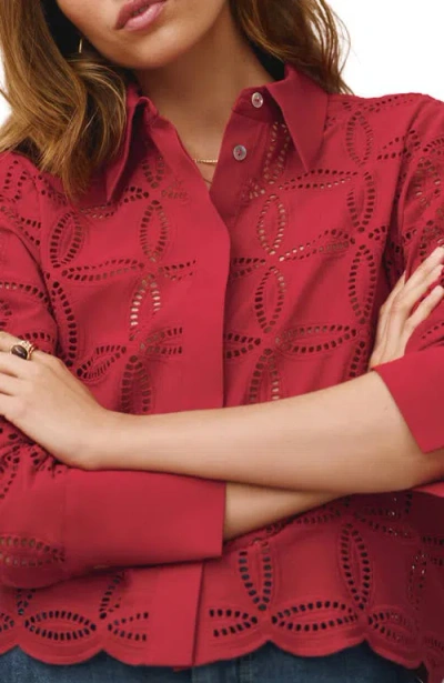 Mint Velvet Broderie Cropped Shirt In Red