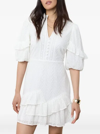 Mint Velvet Broderie-anglaise Ruffled Mini Dress In White