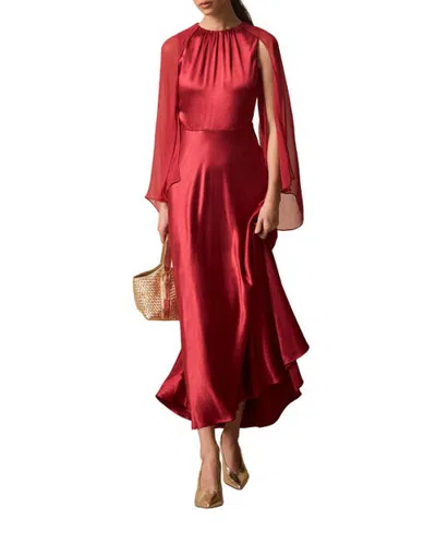 Mint Velvet Cape Detail Maxi Dress In Red