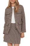 Mint Velvet Checked Military Jacket In Brown