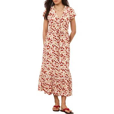 Mint Velvet Cherry Print Midi Dress In Multi