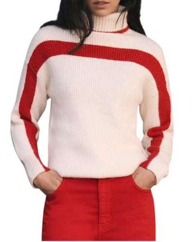 Mint Velvet Contrast Stripe Sweater In White