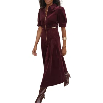 Mint Velvet Corduroy Maxi Dress In Burgundy