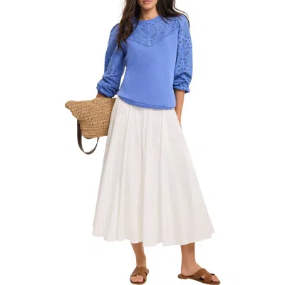 Mint Velvet Cotton Blend Broderie Sweatshirt In Blue