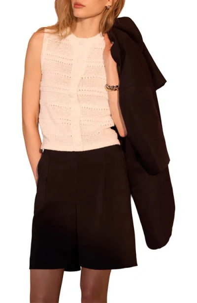 Mint Velvet Cotton Blend Button Detail Knit Top In White