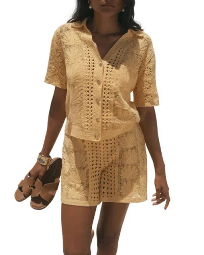 Mint Velvet Cotton Blend Crochet Shorts In Brown
