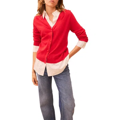 Mint Velvet Cotton Blend Layered Knit Shirt In Red