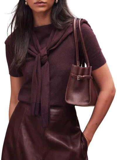 Mint Velvet Cotton Blend Scarf Detail Knit Top In Purple