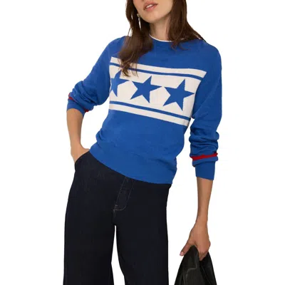 Mint Velvet Cotton Blend Star Knit Sweater In Blue