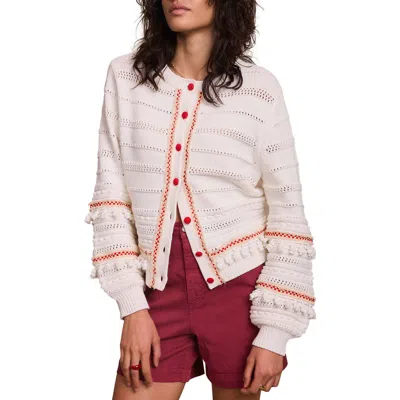 Mint Velvet Cotton Blend Tassel Cardigan In White