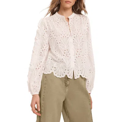 Mint Velvet Cotton Broderie Detail Blouse In Multi
