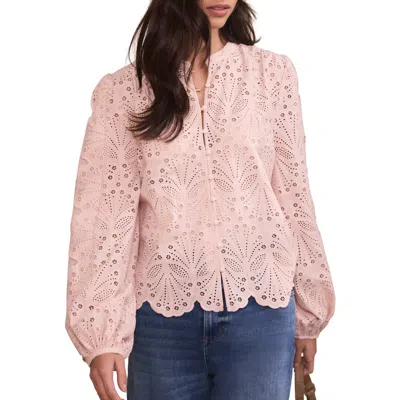 Mint Velvet Cotton Broderie Detail Blouse In Pink