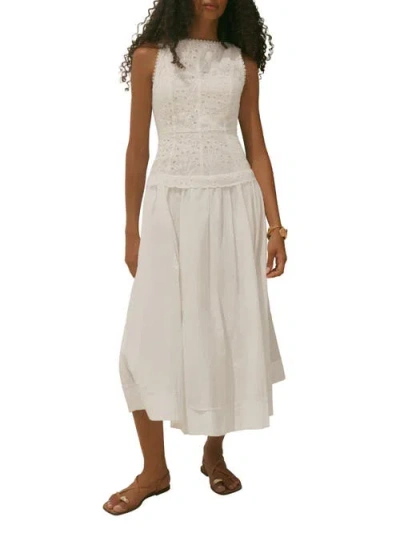 Mint Velvet Cotton Broderie Midi Dress In Multi