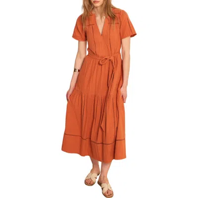 Mint Velvet Cotton Cheesecloth Maxi Dress In Orange