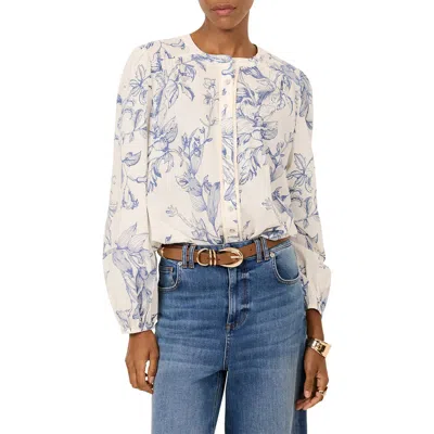 Mint Velvet Cotton Floral Print Blouse In Blue