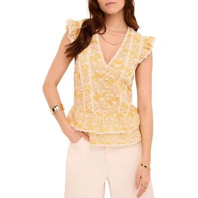 Mint Velvet Cotton Floral Print Top In Yellow