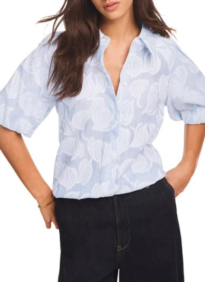 Mint Velvet Cotton Jacquard Striped Shirt In Blue