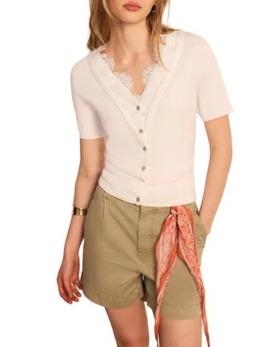 Mint Velvet Cotton Lace Trim Top In Pink