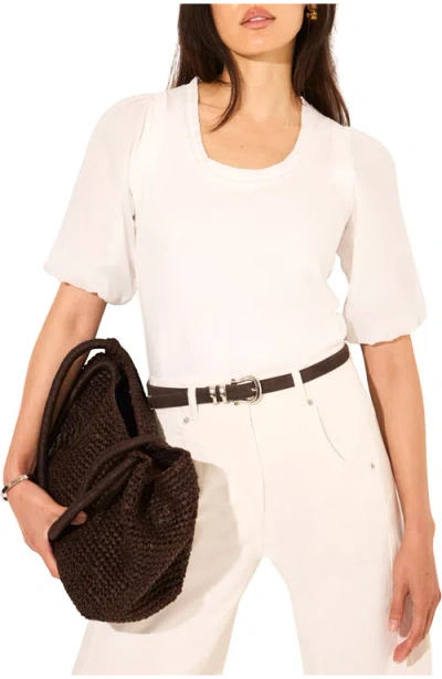 Mint Velvet Cotton Puff Sleeve Top In White