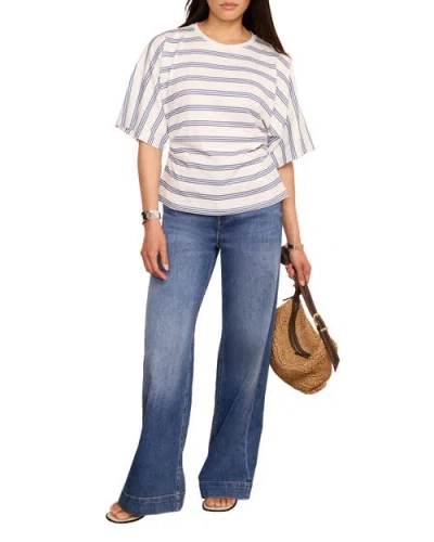 Mint Velvet Cotton Stripe Batwing T-shirt In Blue