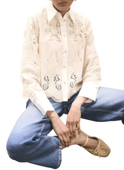 Mint Velvet Crochet Cropped Shirt In Neutral