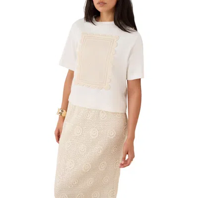 Mint Velvet Crochet Panel T-shirt In White