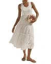 Mint Velvet Crochet Trim Tiered Midi Dress In White
