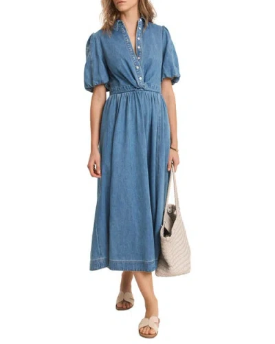 Mint Velvet Denim Twist Midi Dress In Blue