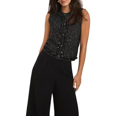 Mint Velvet Embellished Sleeveless Top In Black