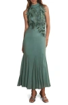 Mint Velvet Embroidered Applique Maxi Dress In Green
