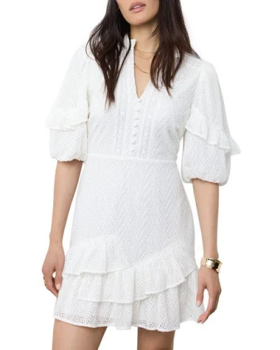 Mint Velvet Embroidered Detail Mini Dress In White