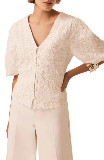 Mint Velvet Embroidered Detail Top In Neutral