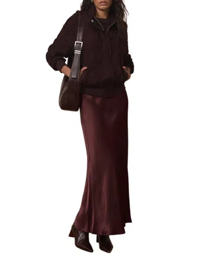 Mint Velvet Embroidered Lace Bomber Jacket In Burgundy