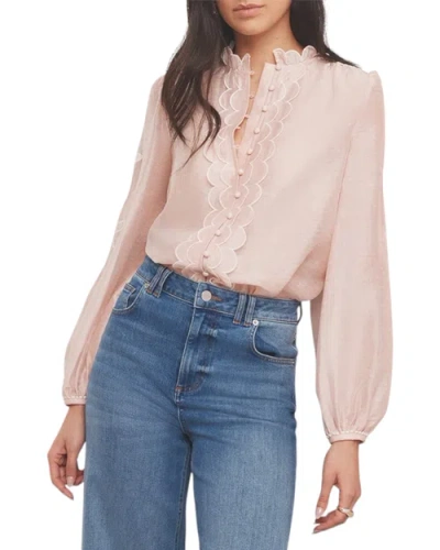 Mint Velvet Embroidered Ruffle Blouse In Pink