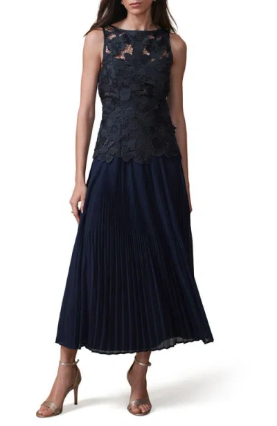 Mint Velvet Floral Applique Maxi Dress In Blue