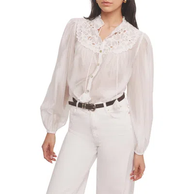 Mint Velvet Floral Cutwork Detail Blouse In White