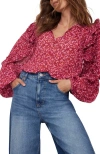 Mint Velvet Floral Pattern Blouse In Pink