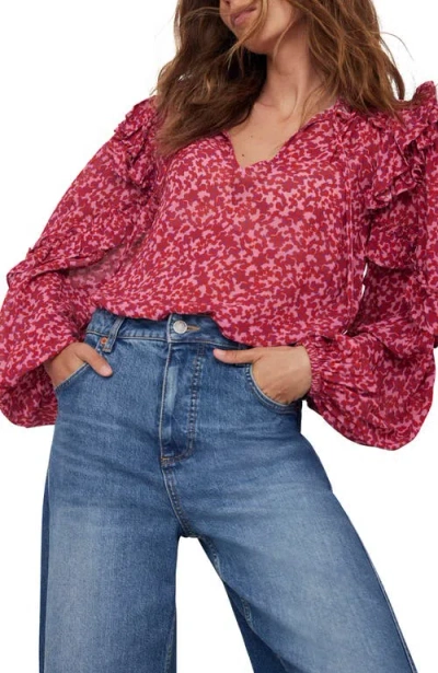 Mint Velvet Floral Pattern Blouse In Pink
