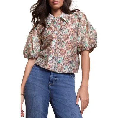 Mint Velvet Floral Print Puff Sleeve Shirt In Multi