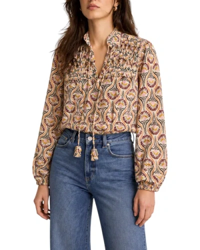 Mint Velvet Floral Print Ruffle Blouse In Brown