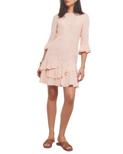 Mint Velvet Floral Print Ruffle Mini Dress In Pink
