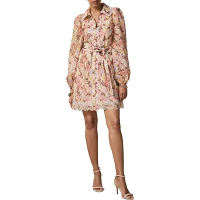 Mint Velvet Floral Print Scallop Hem Mini Dress In Multi