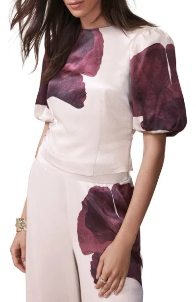 Mint Velvet Floral Print Short Sleeve Top In Multi