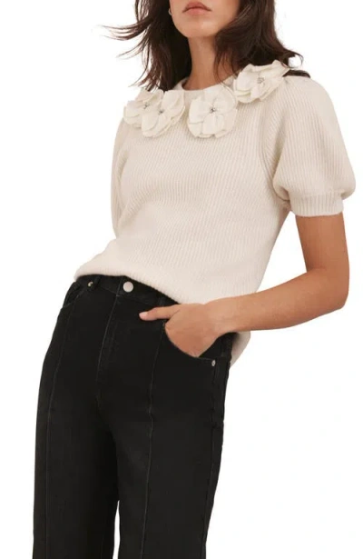 Mint Velvet Flower Knit Top In Neutral