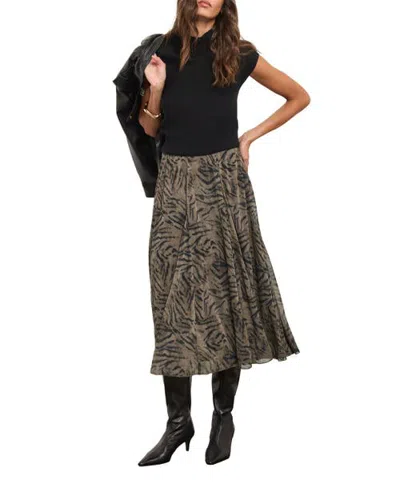 Mint Velvet Flowy Printed Midi Skirt In Brown
