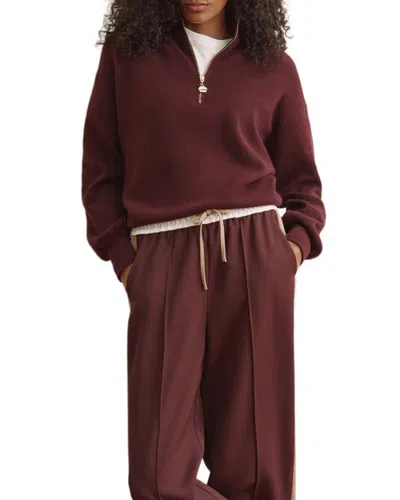 Mint Velvet Funnel Neck Zip Through Jumper In Burgundy