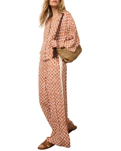 Mint Velvet Geo Print Wide Leg Trousers In Orange