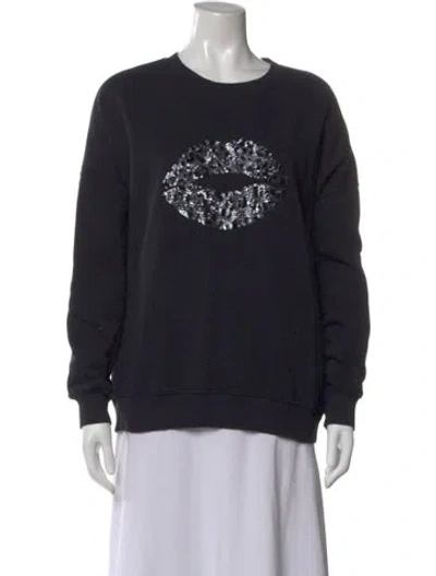 Pre-owned Mint Velvet Graphic Print Crew Neck Sweatshirt In Black