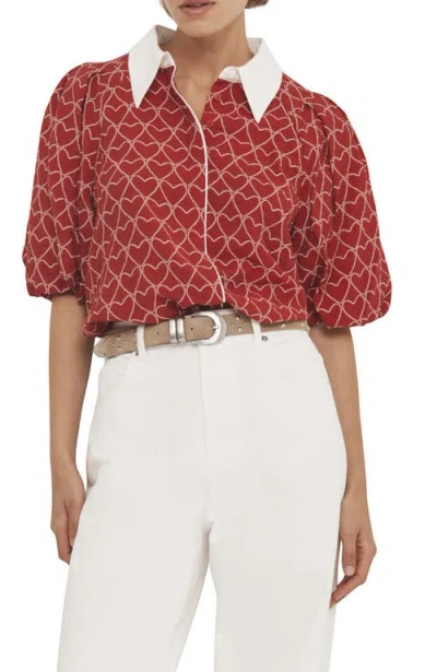 Mint Velvet Heart Print Shirt In Red
